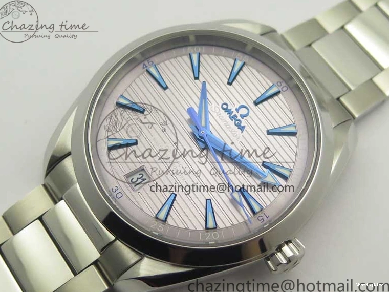 0223 Aqua Terra 150M Master Chronometers VSF 1:1 Best Edition Gray Dial Blue Hand on SS Bracelet A8900 Super Clone Trendsetting 8006